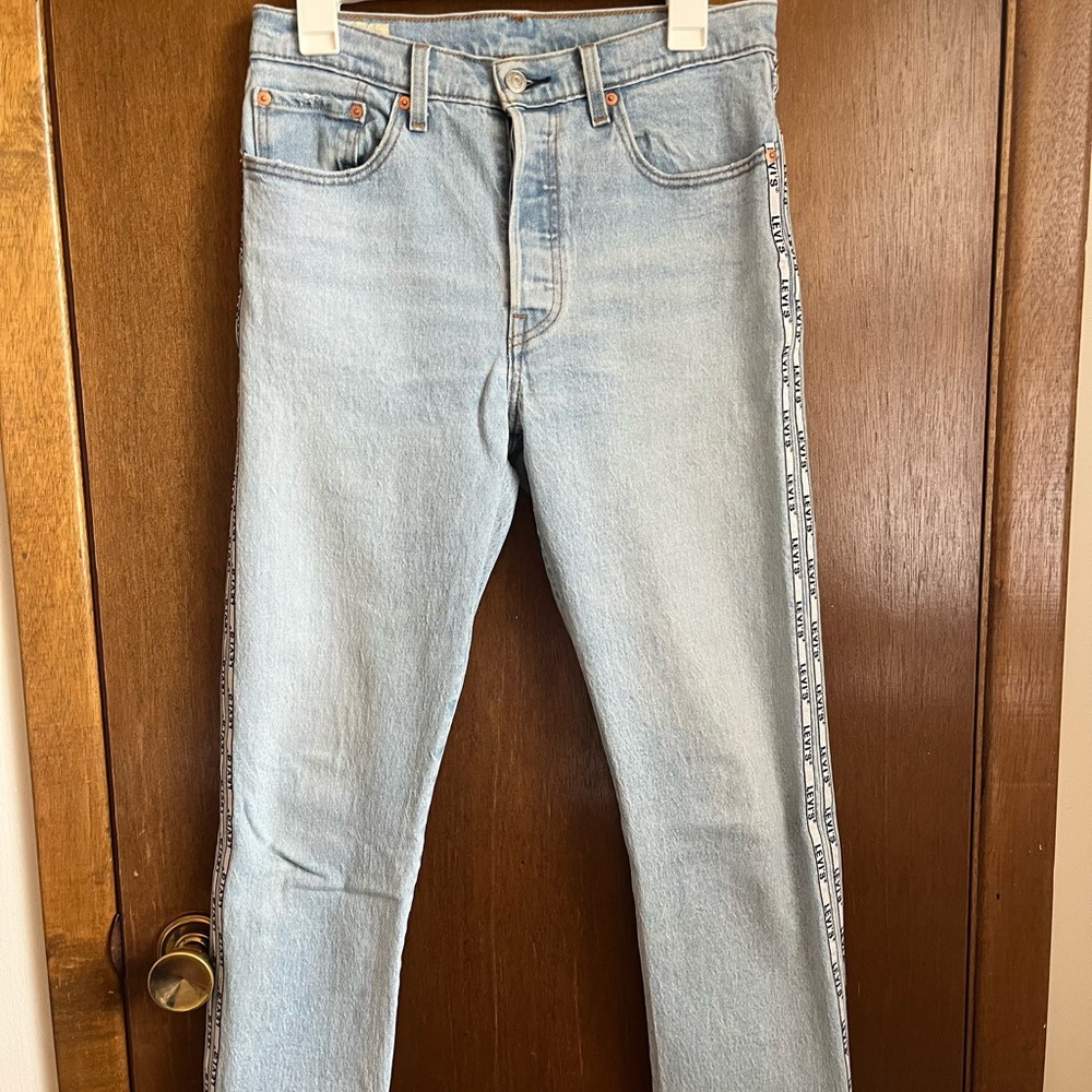 Levi's Light Blue Straight Leg Jeans with Side Stripe
